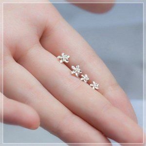 A pair Blossom Flower Stud Earrings -4.5mm-SS015